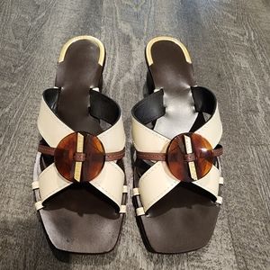 TORY BURCH Women's Knotted Heeled Mule Sandal SZ. 8 (REAL LEATHER)